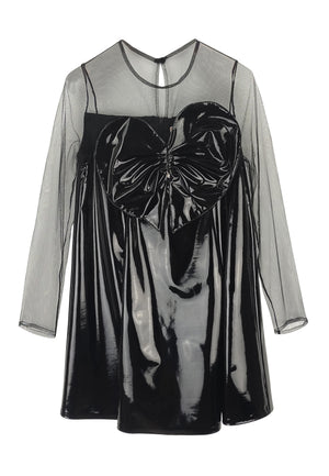ViaMonte Shop | Elisabetta Franchi La Mia Bambina abito nero bambina in finta pelle lucida
