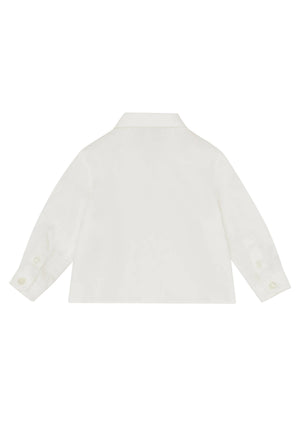 ViaMonte Shop | Emporio Armani camicia bianca neonato in cotone con logo jacquard