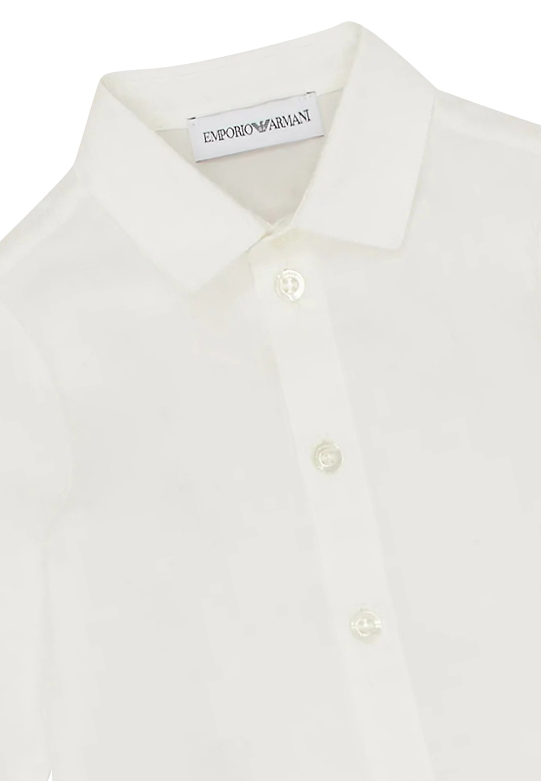 ViaMonte Shop | Emporio Armani camicia bianca neonato in cotone con logo jacquard