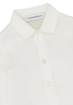 ViaMonte Shop | Emporio Armani camicia bianca neonato in cotone con logo jacquard