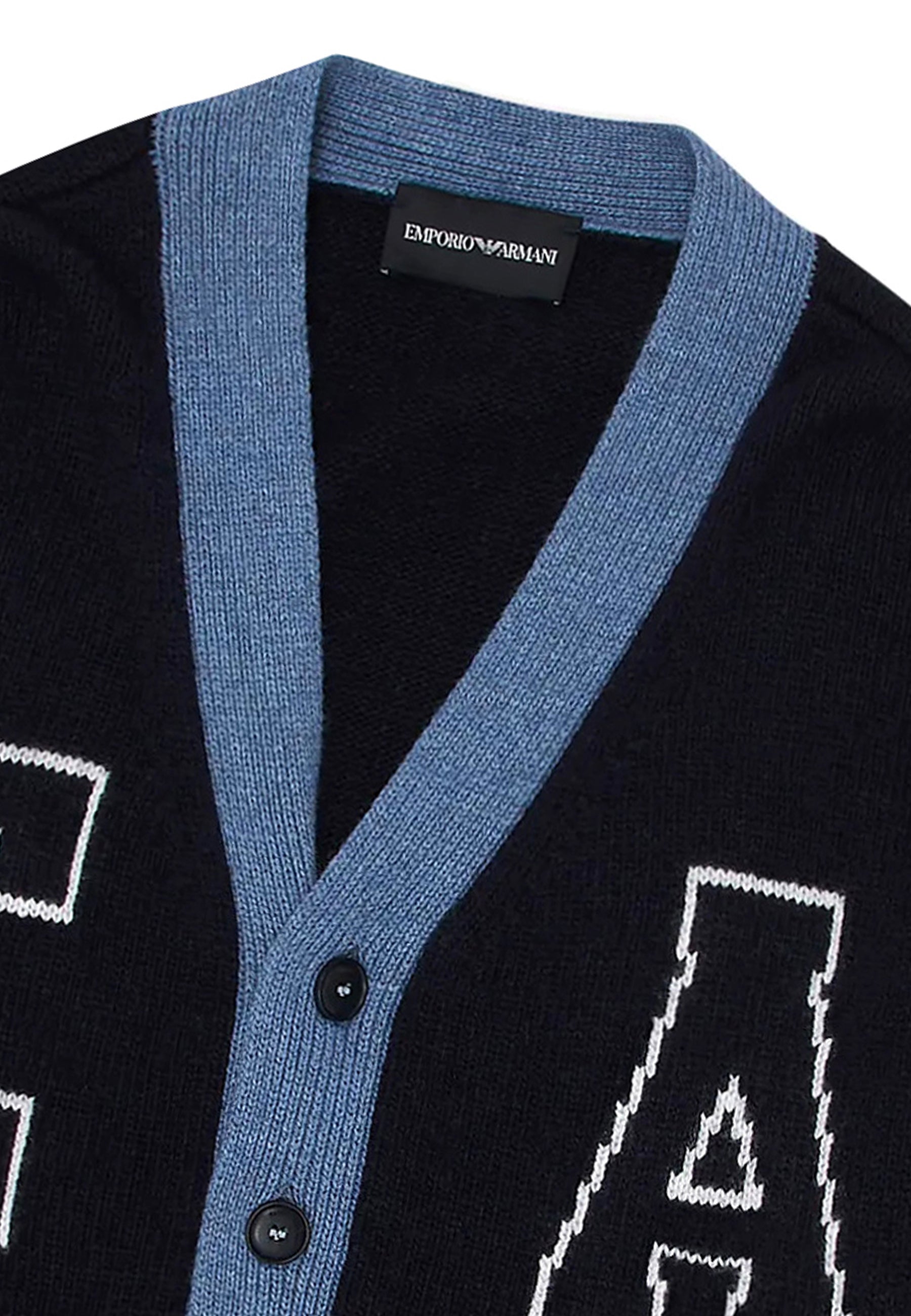 ViaMonte Shop | Emporio Armani cardigan blu neonato in misto cashmere