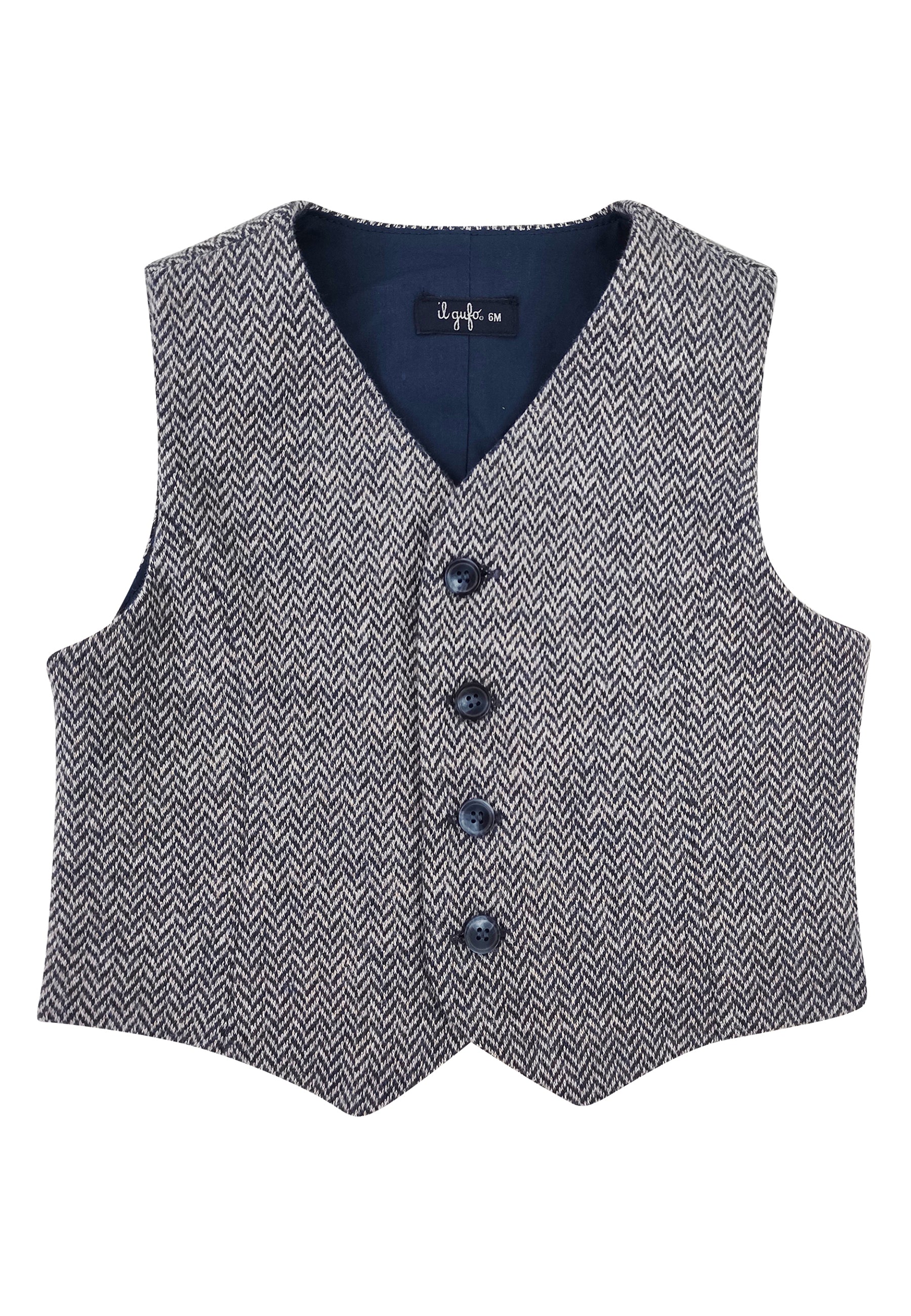 ViaMonte Shop | Il Gufo gilet neonato in cotone a spina di pesce