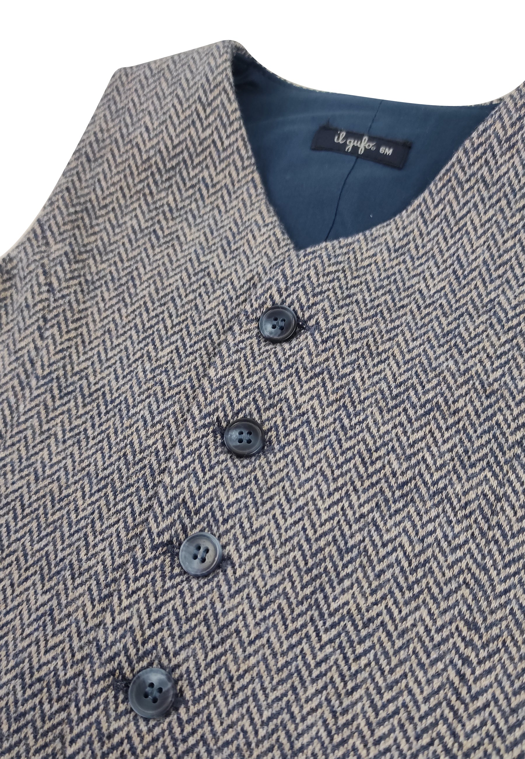 ViaMonte Shop | Il Gufo gilet a spina di pesce bambino in cotone