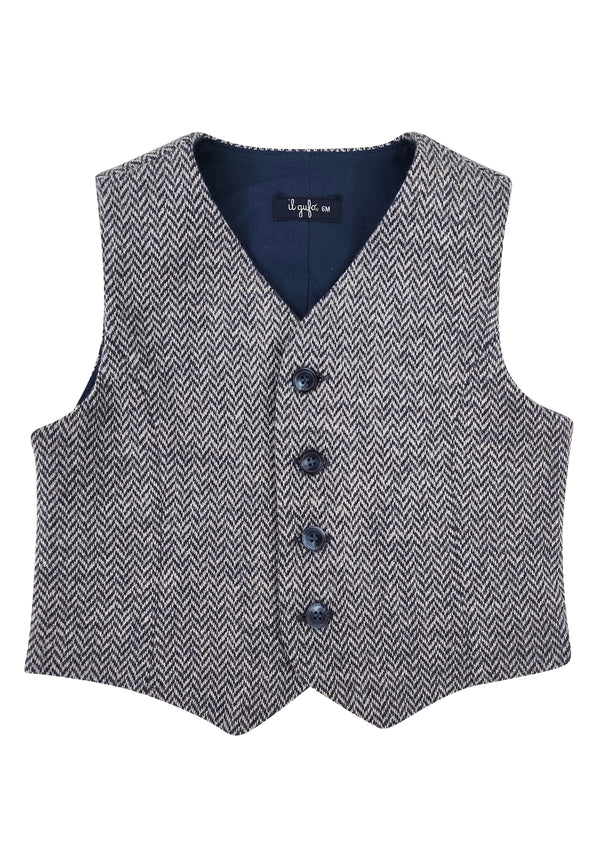 ViaMonte Shop | Il Gufo gilet a spina di pesce bambino in cotone