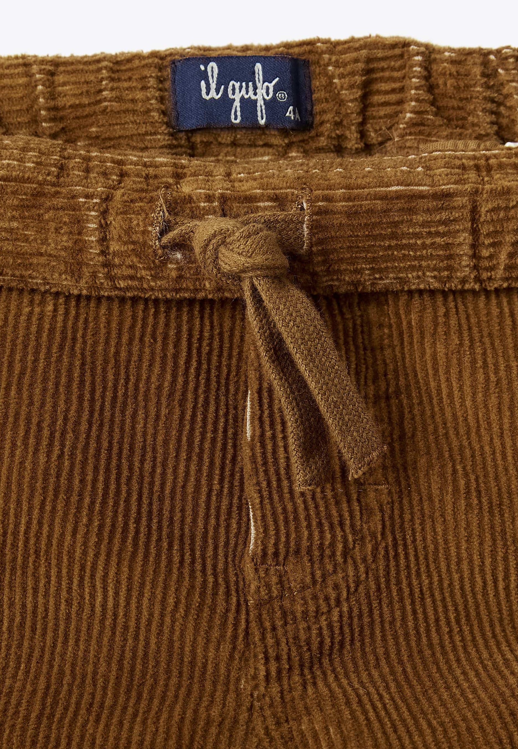 ViaMonte Shop | Il Gufo pantalone cargo tabacco bambino in velluto a coste