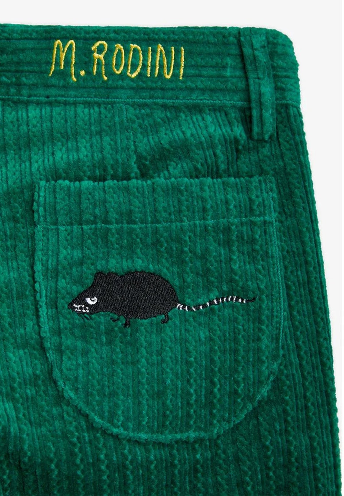 ViaMonte Shop | Mini Rodini pantalone verde svasato bambino in velluto a coste