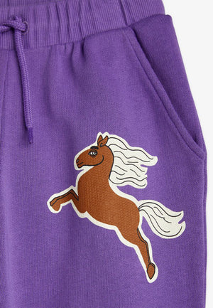 ViaMonte Shop | Mini Rodini pantalone viola bambina in felpa di cotone organico