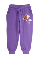 ViaMonte Shop | Mini Rodini pantalone viola bambina in felpa di cotone organico