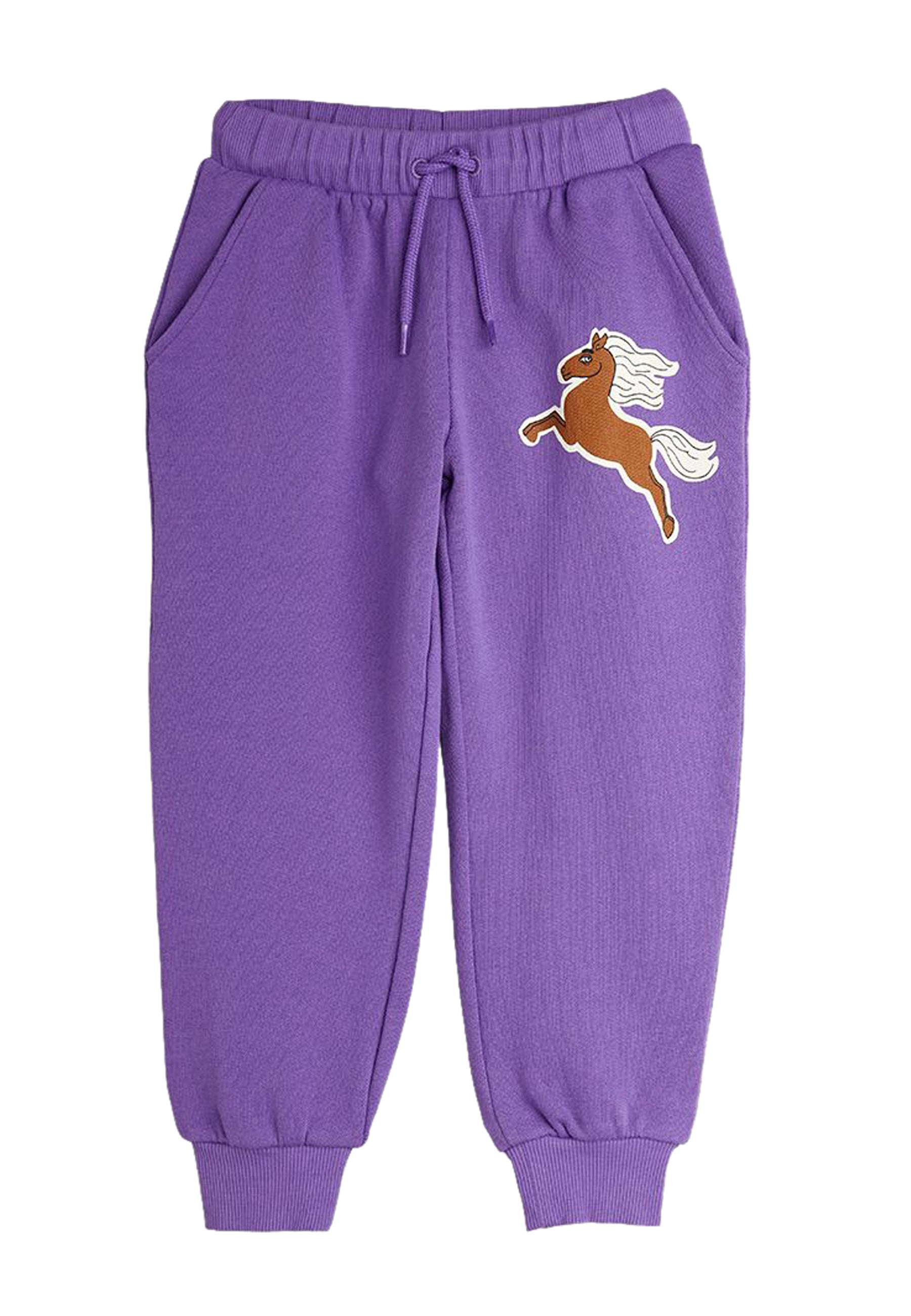 ViaMonte Shop | Mini Rodini pantalone viola bambina in felpa di cotone organico