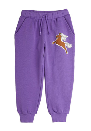 ViaMonte Shop | Mini Rodini pantalone viola bambina in felpa di cotone organico