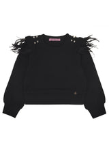 ViaMonte Shop | Miss Blumarine felpa nera bambina con applicazioni