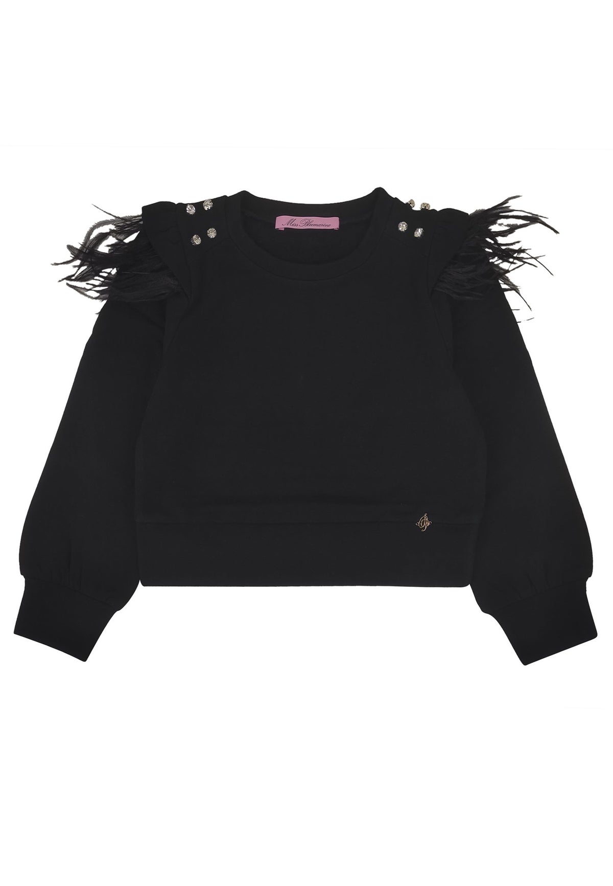 ViaMonte Shop | Miss Blumarine felpa nera bambina con applicazioni