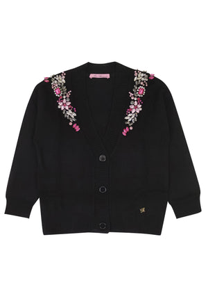 ViaMonte Shop | Miss Blumarine cardigan nero bambina in misto alpaca