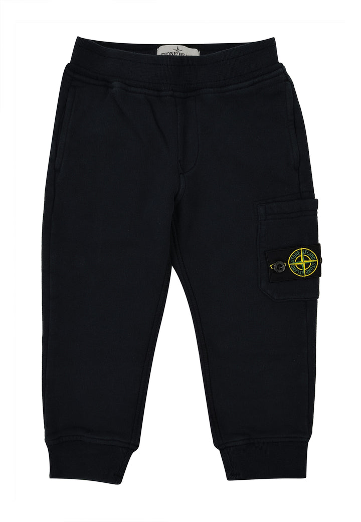 Pantalone bambino Stone Island blu in felpa di cotone