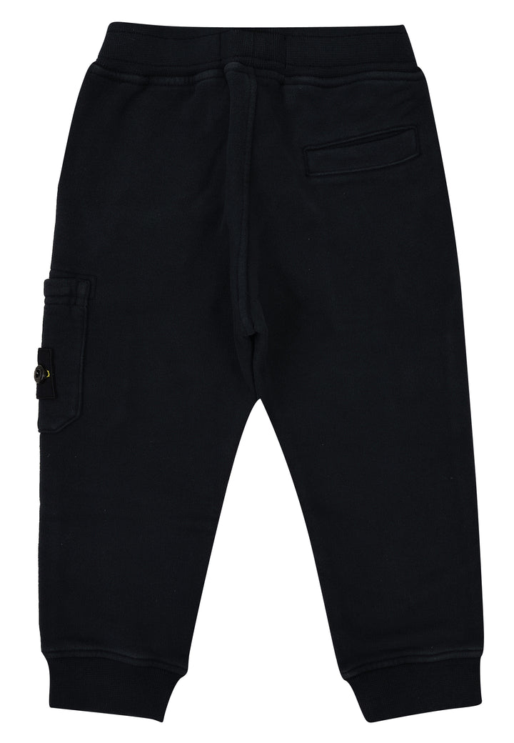 Pantalone bambino Stone Island blu in felpa di cotone