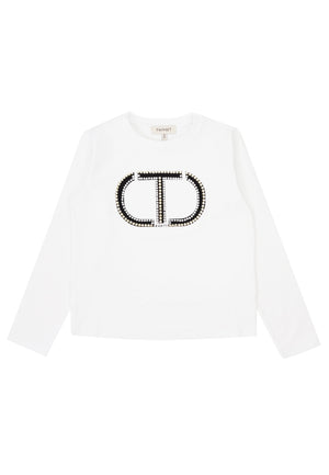 ViaMonte Shop | Twin Set bambina t-shirt bianca in jersey di cotone