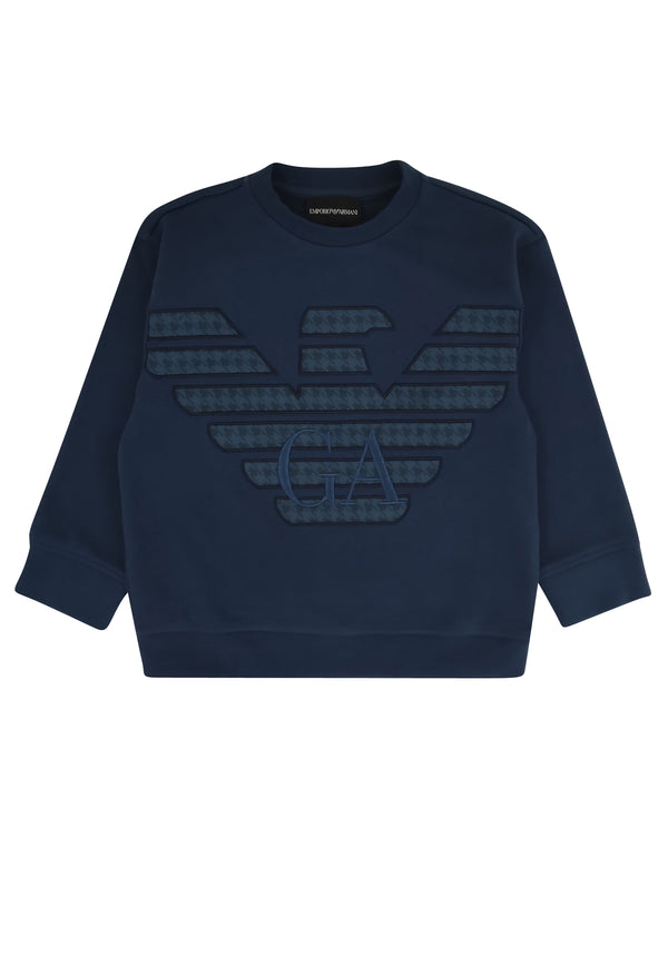 ViaMonte Shop | Emporio Armani felpa girocollo blu bambino in cotone