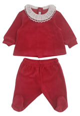 ViaMonte Shop | Il Gufo completo rosso neonata in cotone