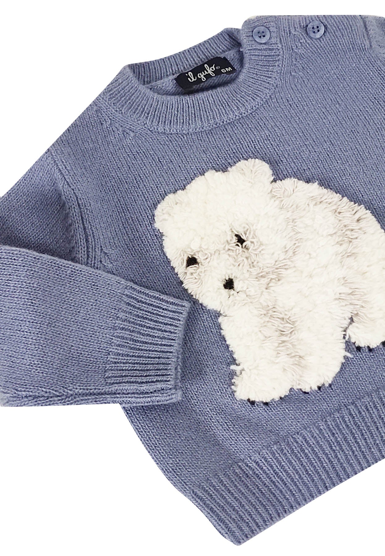 ViaMonte Shop | Il Gufo maglia azzurra neonato in pura lana vergine