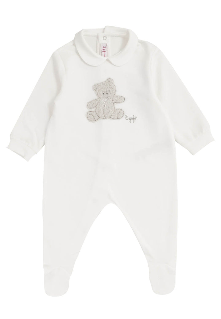 Il Gufo tutina bianca neonato in cotone ViaMonte Shop