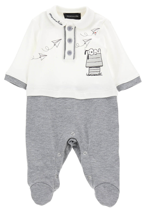 ViaMonte Shop | Monnalisa tutina bianca/grigia neonato in cotone