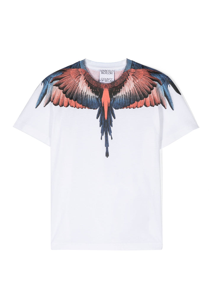 Marcelo Burlon County of Milan t-shirt bianca bambino in cotone