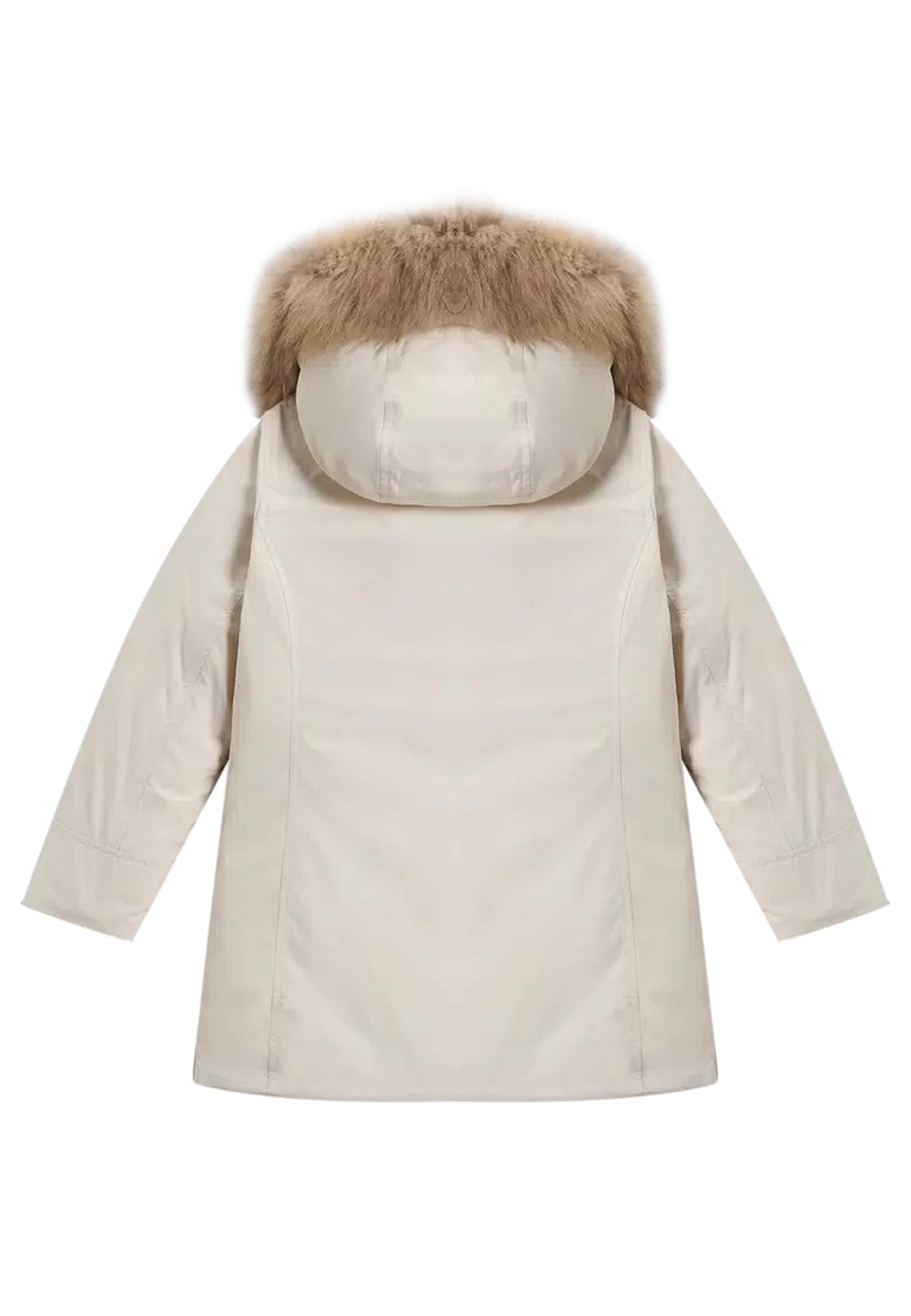 ViaMonte Shop | Woolrich kids giubbino Luxury Arctic Raccoon Parka beige bambina in tessuto Urban Touch