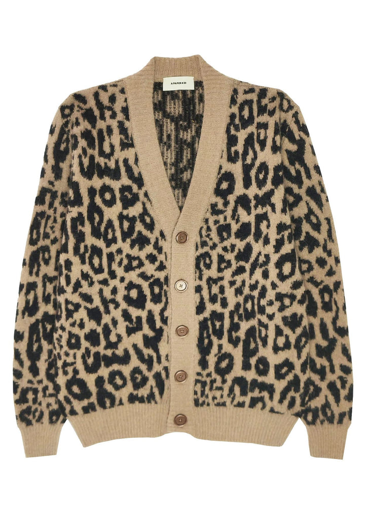 Cardigan fantasia leopardata unisex A PAPER KID in misto lana