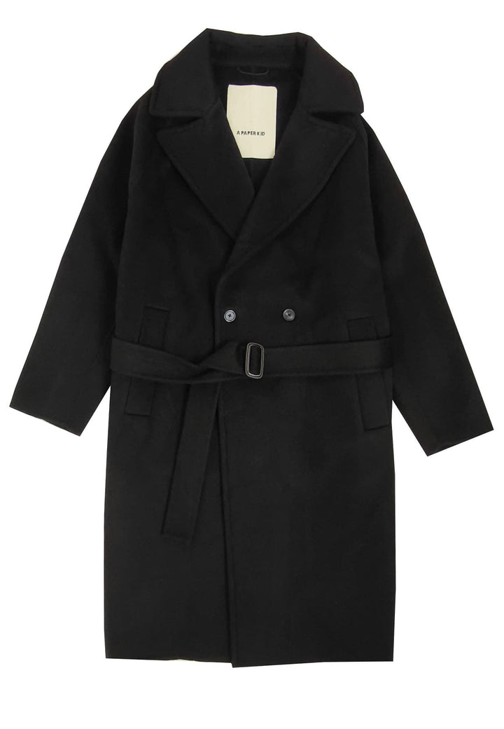 Cappotto unisex nero A PAPER KID in misto lana