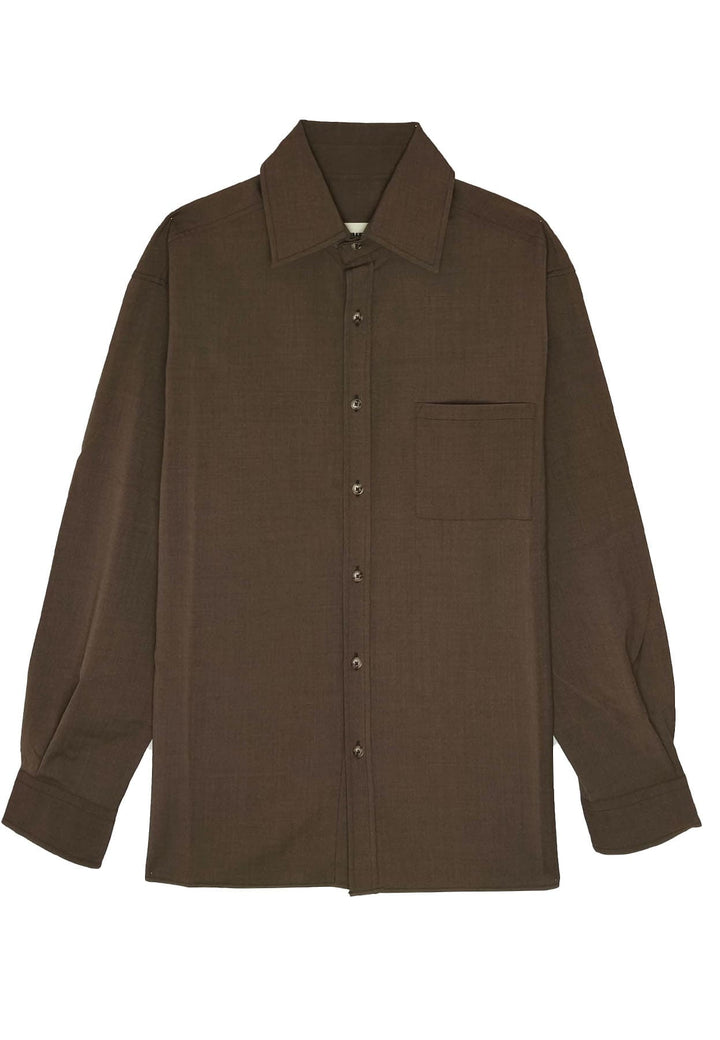 Camicia marrone unisex A PAPER KID in fresco lana