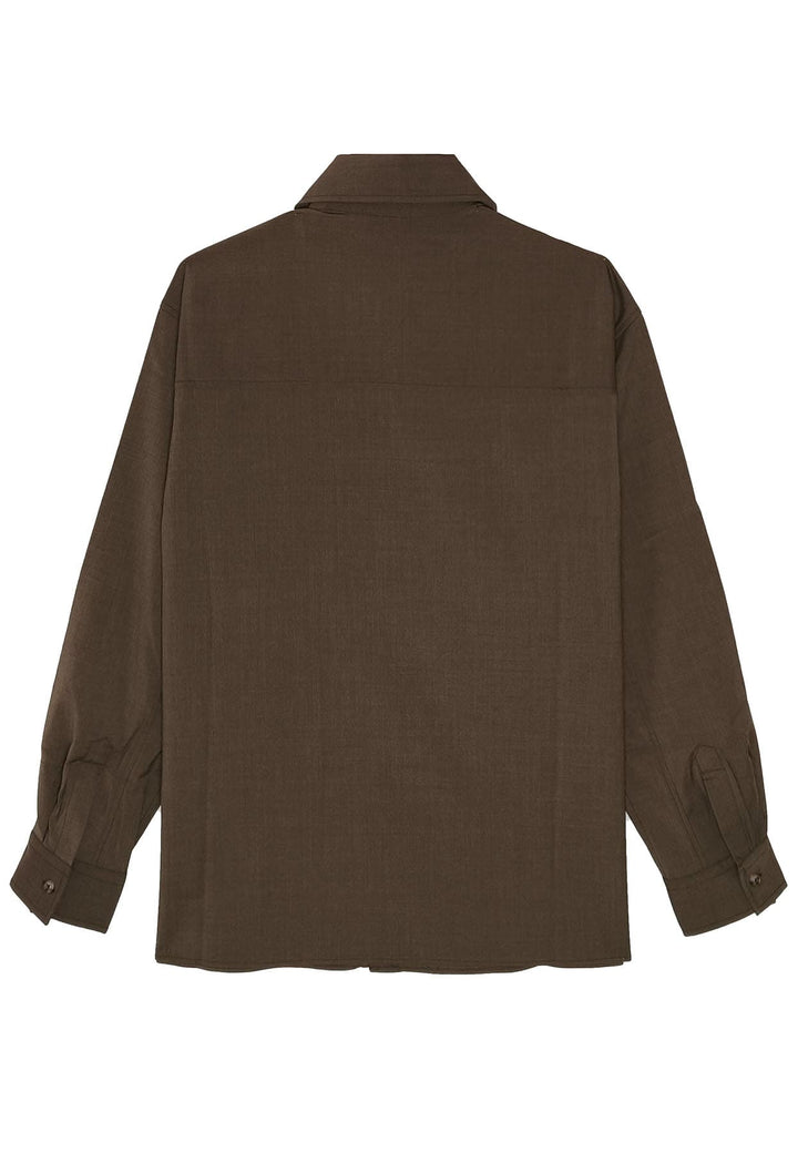 Camicia marrone unisex A PAPER KID in fresco lana