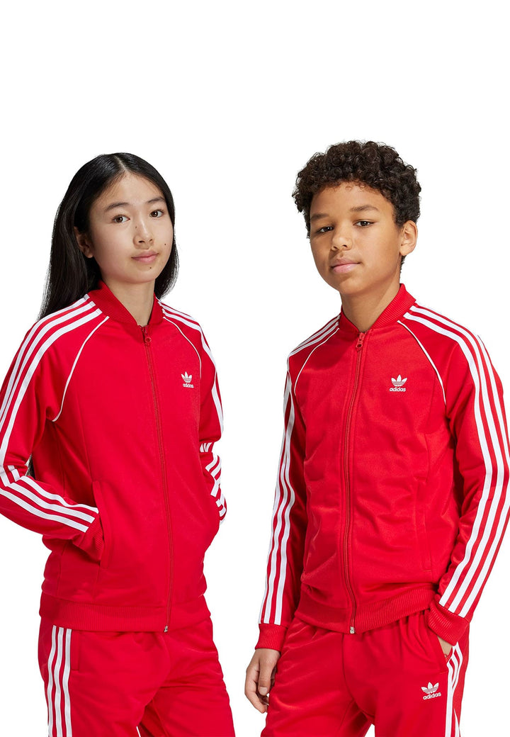 Felpa aperta bambino Adidas rossa in acetato