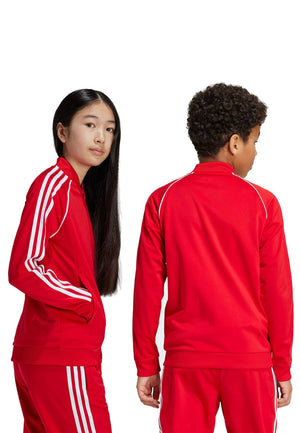 Felpa aperta bambino Adidas rossa in acetato