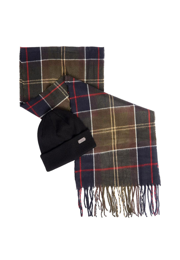 Set regalo cappello e sciarpa verde unisex Barbour in lana
