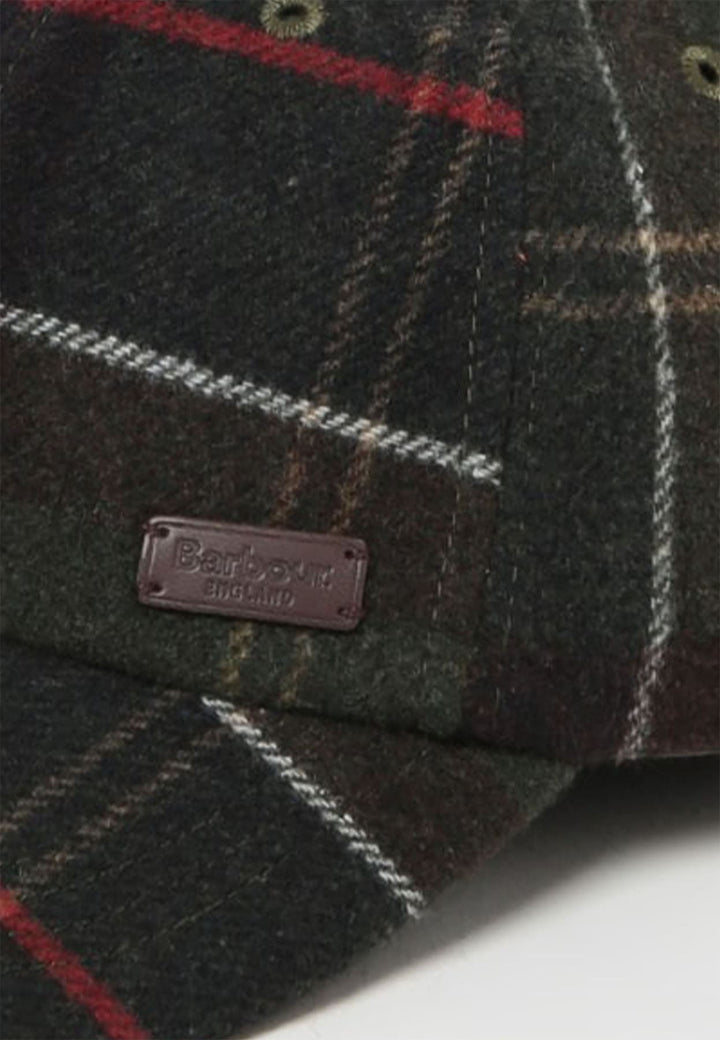 Berretto verde fantasia tartan unisex Barbour in misto lana