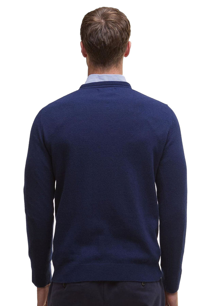 Maglia girocollo uomo blu Barbour in lana