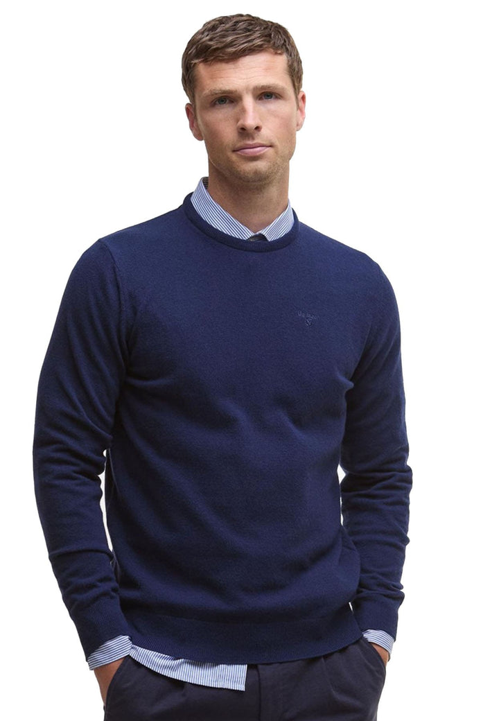 Maglia girocollo uomo blu Barbour in lana