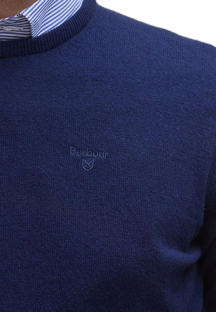 Maglia girocollo uomo blu Barbour in lana
