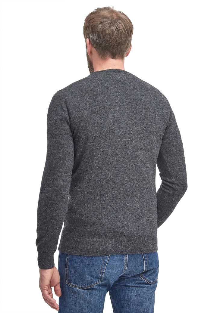 Maglia girocollo uomo marrone Barbour in lana