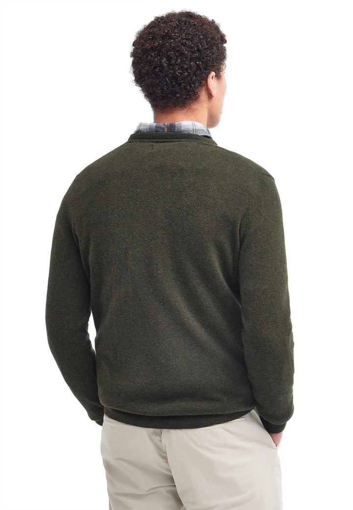 Maglia girocollo uomo verde Barbour in lana