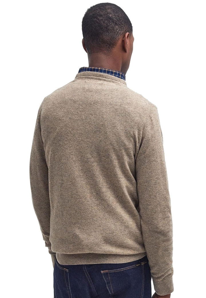 Maglia girocollo uomo beige scuro Barbour in lana