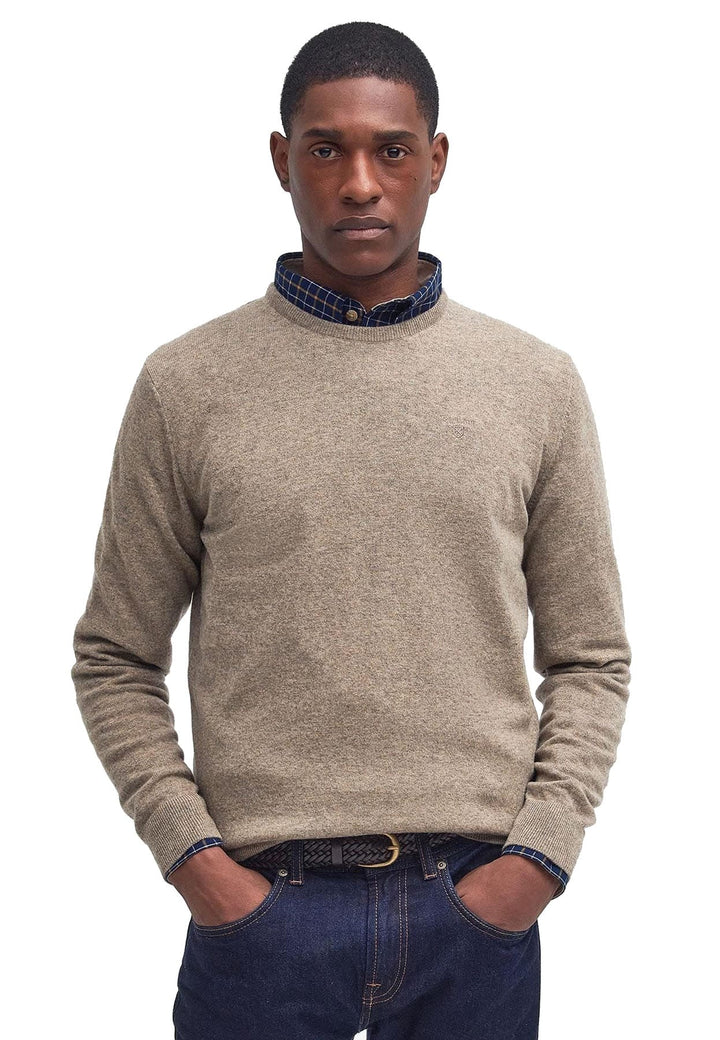 Maglia girocollo uomo beige scuro Barbour in lana