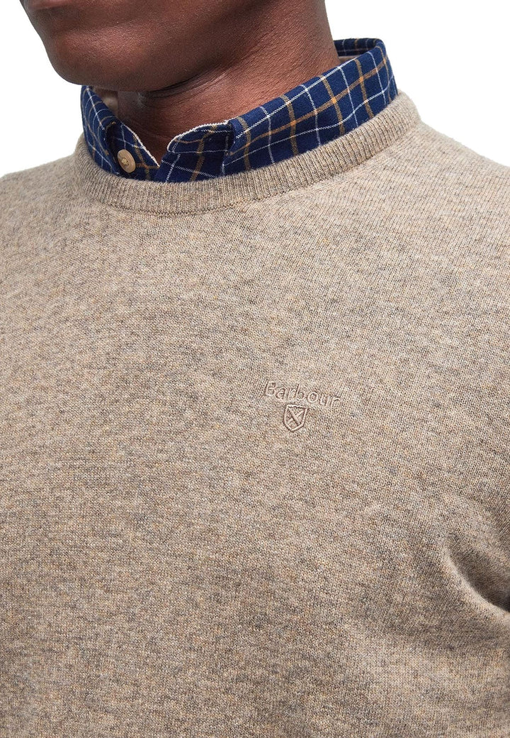 Maglia girocollo uomo beige scuro Barbour in lana