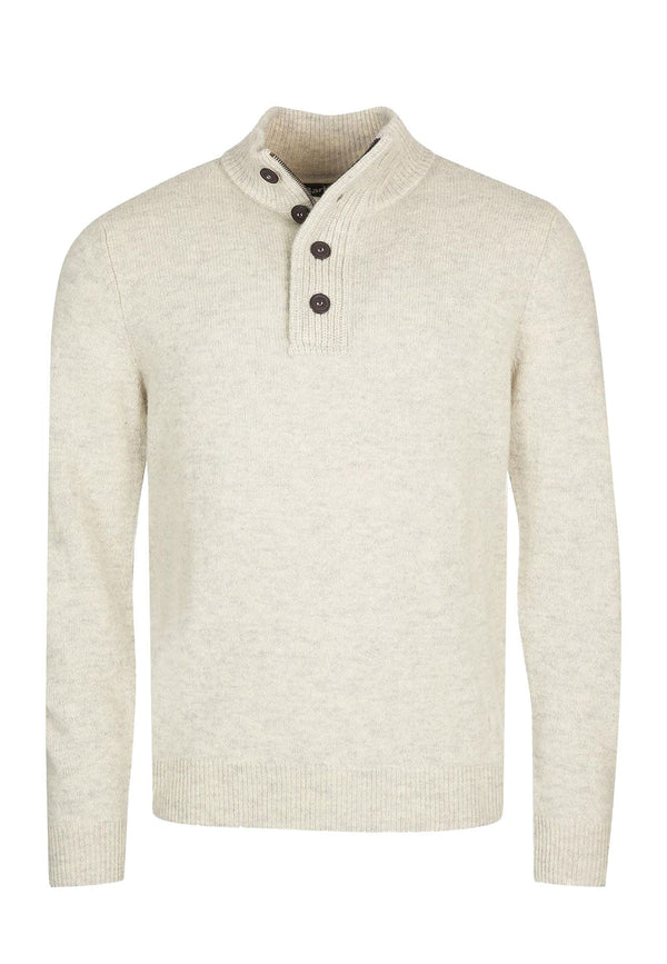 Maglia mezza zip uomo beige Barbour in lana