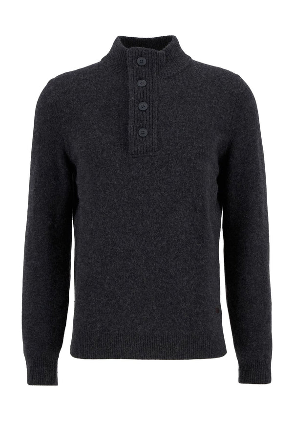 Maglia mezza zip uomo grigia Barbour in lana