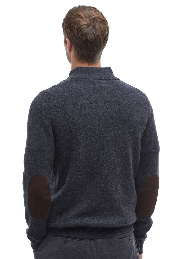 Maglia mezza zip uomo grigia Barbour in lana