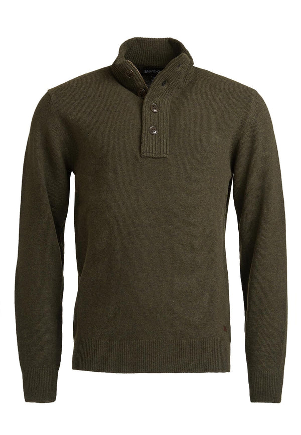 Maglia mezza zip uomo verde Barbour in lana