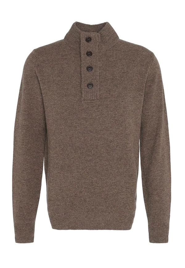 Maglia mezza zip uomo beige Barbour in lana