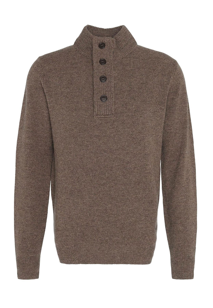 Maglia mezza zip uomo beige Barbour in lana