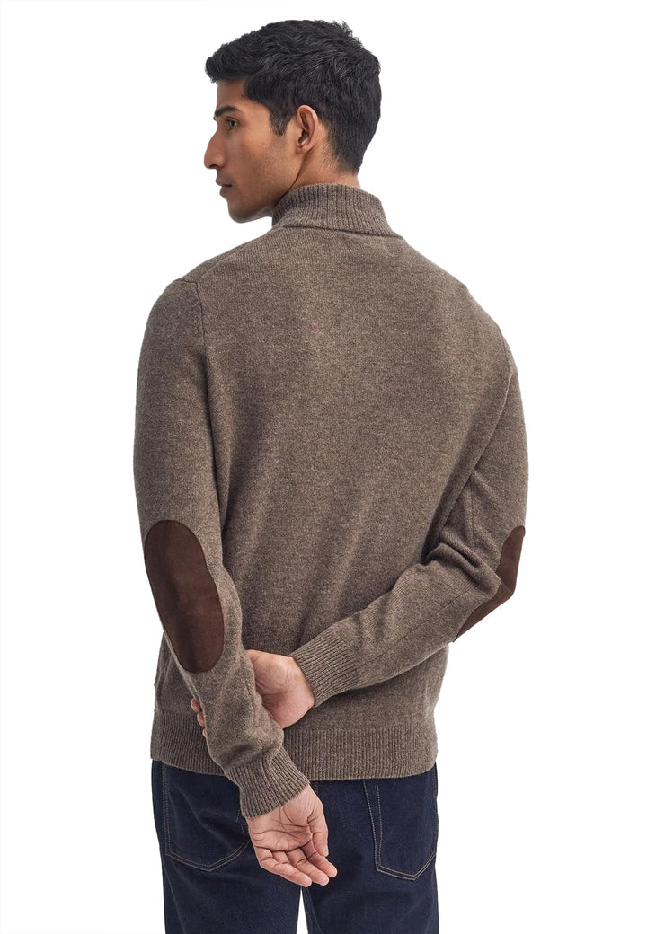 Maglia mezza zip uomo beige Barbour in lana